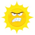 Angry Yellow Sun Cartoon Emoji Face Character With Aggressive Expressions