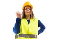 Angry young female architect showing fist Royalty Free Stock Photo