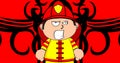 Angry young firefighter kid cartoon background