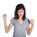 Angry young girl with fist in air Royalty Free Stock Photo