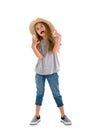 Angry young girl clawing at the air Royalty Free Stock Photo