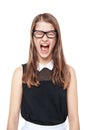 Angry young teenage girl screaming isolated Royalty Free Stock Photo
