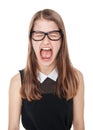 Angry young teenage girl screaming isolated Royalty Free Stock Photo