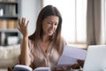 Young woman read bad news in paper letter Royalty Free Stock Photo