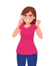 Angry young woman talking on smart phone and screaming. Modern lifestyle and communication concept illustration in cartoon. Royalty Free Stock Photo