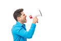 Angry Youth Protesting While Using Megaphone Royalty Free Stock Photo