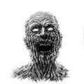 Angry zombie face on white background