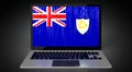 Anguilla - country flag and binary code on laptop screen