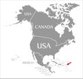 Anguilla red highlighted in map of North America