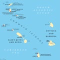 From Anguilla to Montserrat, islands in the Caribbean, political map Royalty Free Stock Photo