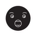 Anguished emoji black vector concept icon. Anguished emoji flat illustration, sign