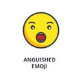 Anguished emoji vector line icon, sign, illustration on background, editable strokes