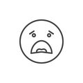 Anguished face emoticon line icon