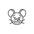 Anguished rat emoticon line icon Royalty Free Stock Photo