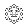 Anguished virus face line icon