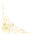 Angular element, Web Corner Angled plume golden texture crumbs. Gold dust scattering on white. Sand particles grain or sand