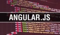ANGULAR.JS concept illustration using code for developing programs and app. ANGULAR.JS website code with colourful tags in browser Royalty Free Stock Photo