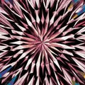 Angular mandala with sharp, pointed elements forming a sun-like pattern