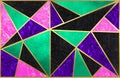 Bright pastel angular tile pattern with gold lining