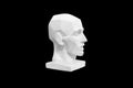 angular plaster man head isolated on black background. profile view Royalty Free Stock Photo