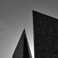 Angular Shape Sculpture against Morning Light Gradient in nice Grayscale Royalty Free Stock Photo