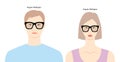 Angular Wellington frame glasses on women and men flat character fashion accessory illustration. Sunglass unisex