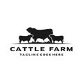 Angus cattle farm logo and cutting