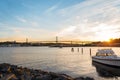 Angus L. Macdonald Bridge at sunset Royalty Free Stock Photo