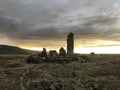 Ani ruins, Kars province, Turkey. historical buildings at sunset.