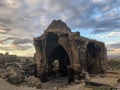 Ani ruins, Kars province, Turkey. historical buildings at sunset.