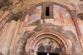 ANI, TURKEY - JULY 18, 2019: Frescoes of the Church of St Gregory of Tigran Honents in the ancient city Ani, Turk