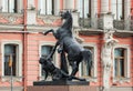 Anichkov Bridge with sculptures of horses - Saint-Petersburg Russia