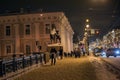 Anichkov bridge winter night