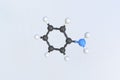 Aniline molecule, isolated molecular model. 3D rendering