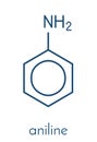 Aniline phenylamine, aminobenzene molecule. Skeletal formula.