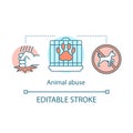 Animal abuse concept icon. Cruelty, neglect, aggression to pets idea thin line illustration. Mistreatment with pets Royalty Free Stock Photo
