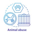 Animal abuse and harm concept icon. Zoosadism. Animal neglect, cruelty and mistreatment idea thin line illustration Royalty Free Stock Photo