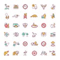 Animal abuse and wildlife conservation RGB color icons set