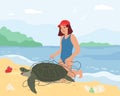 Beach Turtle Rescuer Composition