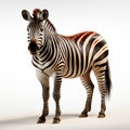 The animal of the African full body zebra of Malawi on a white background