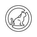 Animal allergy line black icon. Reaction to cat hair. Respiratory disease. Sign for web page, mobile app, button, logo. Vector