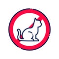 Animal allergy line color icon. Reaction to cat hair. Respiratory disease. Sign for web page, mobile app, button, logo