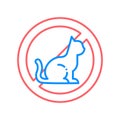 Animal allergy line color icon. Reaction to cat hair. Respiratory disease. Sign for web page, mobile app, button, logo