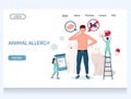 Animal allergy vector website landing page design template