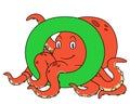 Animal alphabet. capital letter O, Octopus. illustration. For pre school education, kindergarten and foreign language learning for Royalty Free Stock Photo
