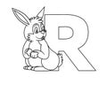 Animal alphabet. capital letter R, Rabbit. illustration. For pre school education, kindergarten and foreign language learning for Royalty Free Stock Photo