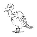 Cartoon Animal Griffon Vulture. illustration. For pre school education, kindergarten and kids and children. Coloring page and book