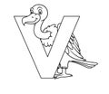 Animal alphabet. capital letter V, Vulture. illustration. For pre school education, kindergarten and foreign language learning for Royalty Free Stock Photo