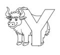 Animal alphabet. capital letter Y, Yak. illustration. For pre school education, kindergarten and foreign language learning for kid Royalty Free Stock Photo