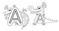 Animal Alphabet Coloring Book for Preschool Kids with letter A